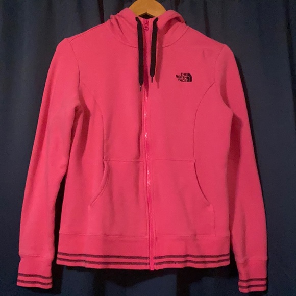 NorthFace Pink with Black Zip Up Hoodie - Picture 1 of 4